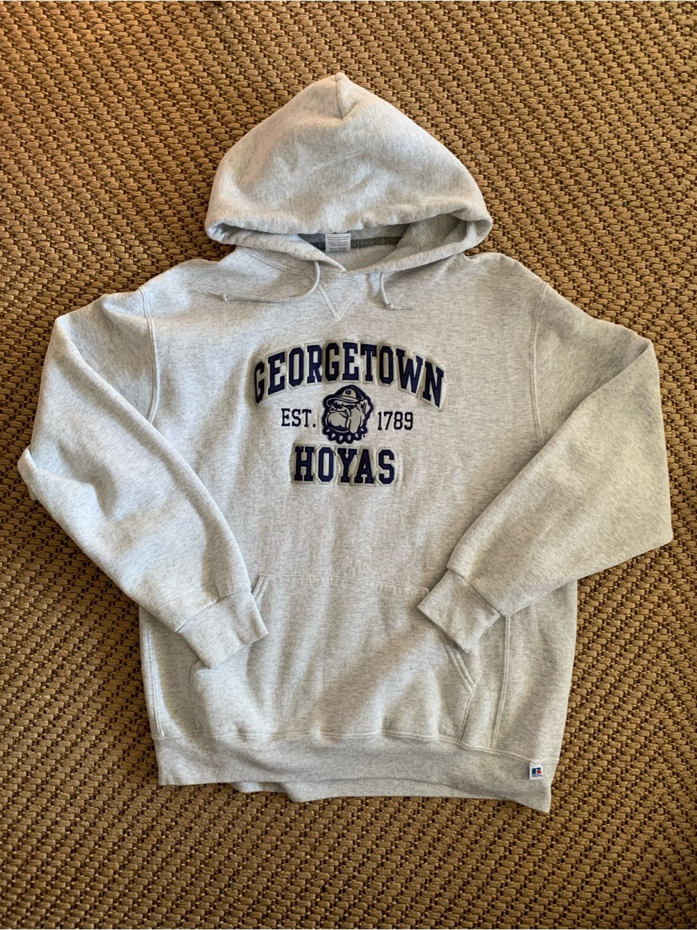 Russell Athletic Gray Georgetown Hoyas Pullover Hoodie with Navy Logo